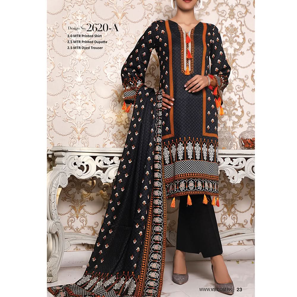 VS Signature Series Printed Lawn 3 Pcs Un-Stitched Suit Vol 1 - 2620-A, Women, 3Pcs Shalwar Suit, VS Textiles, Chase Value