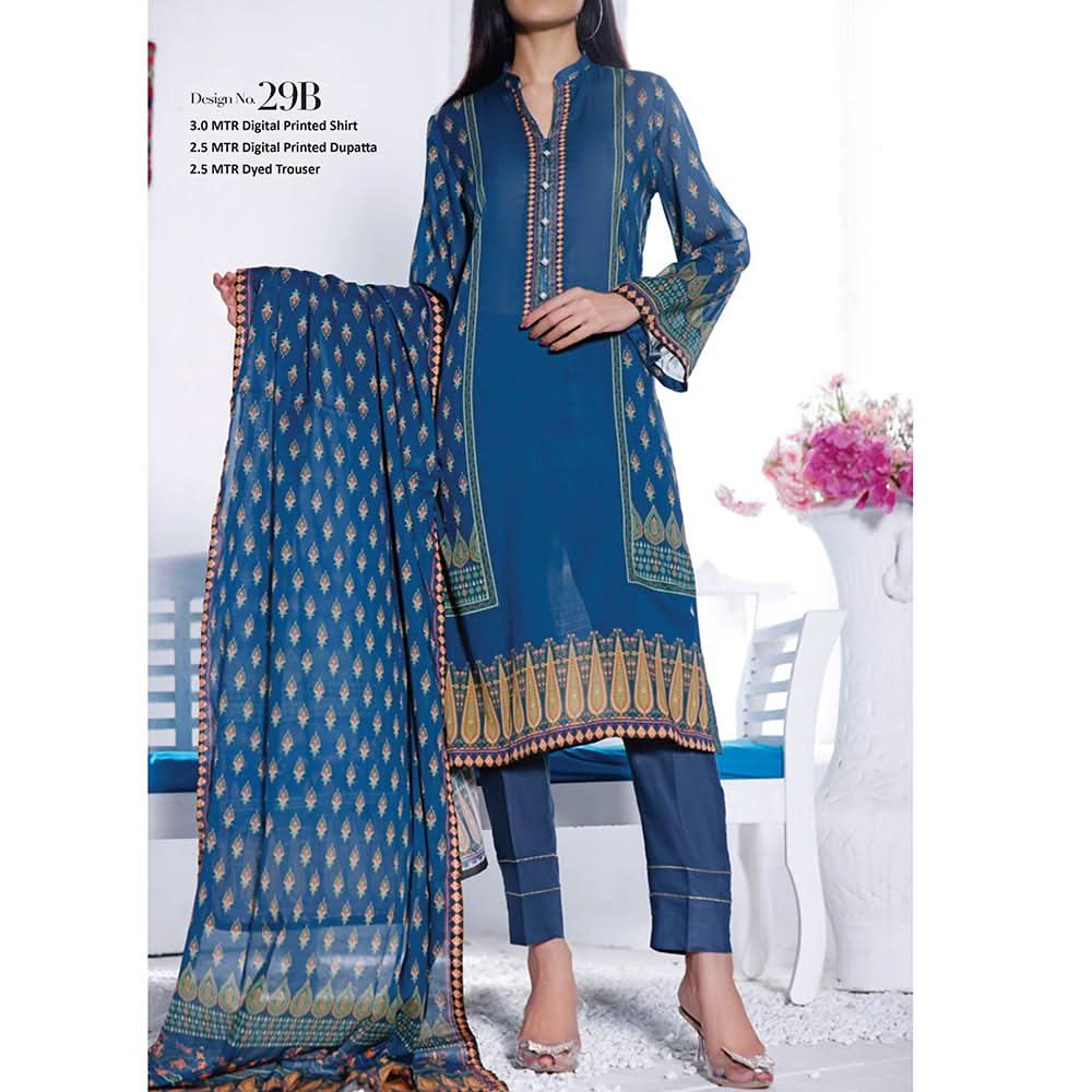 VS-MISRI Digital Printed Lawn V-3 3 Pcs Un-Stitched Suit - 29B, Women, 3Pcs Shalwar Suit, VS Textiles, Chase Value