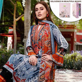 Zobia Noor Embroidered Lawn 3 Piece Un-Stitched Suit - ZN-04B, Women, 3Pcs Shalwar Suit, Salam's Textiles, Chase Value