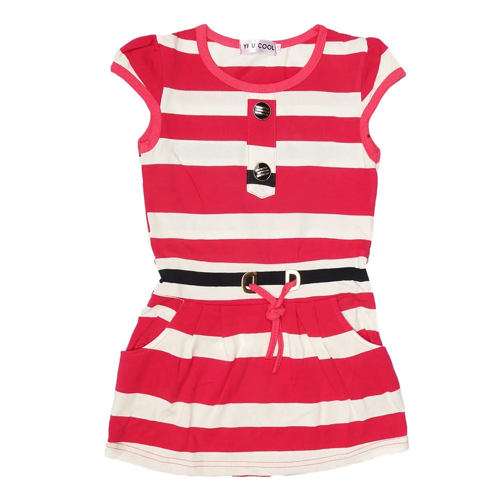 Girls Yarn Dyed Half Sleeves T-Shirt - Red, Kids, Girls T-Shirts, Chase Value, Chase Value