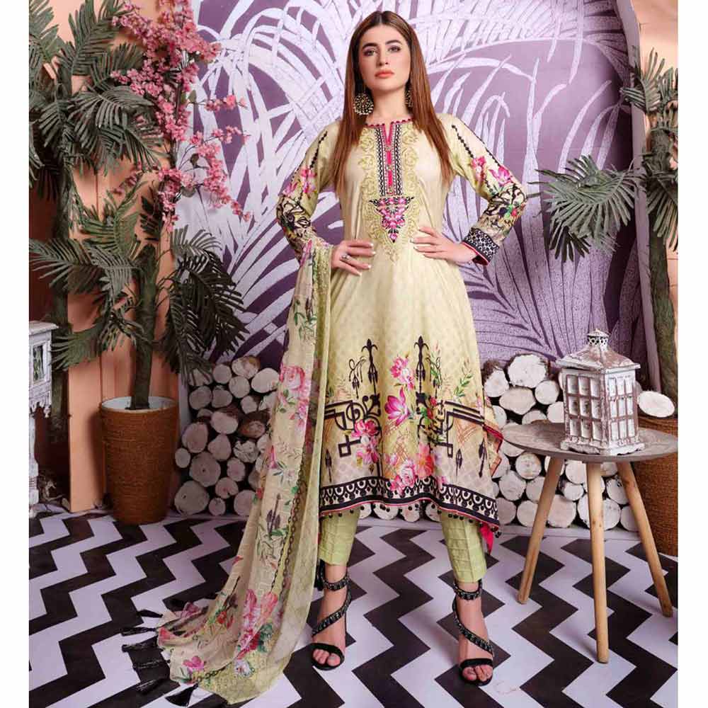 Carmine Digital Embroidered Linen 3 Piece Un-Stitched Suit - 4766, Women, 3Pcs Shalwar Suit, Tawakkal Fabrics, Chase Value