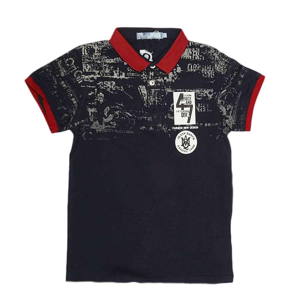 Boys Polo Half Sleeves T-Shirt - Navy Blue, Kids, Boys T-Shirts, Chase Value, Chase Value