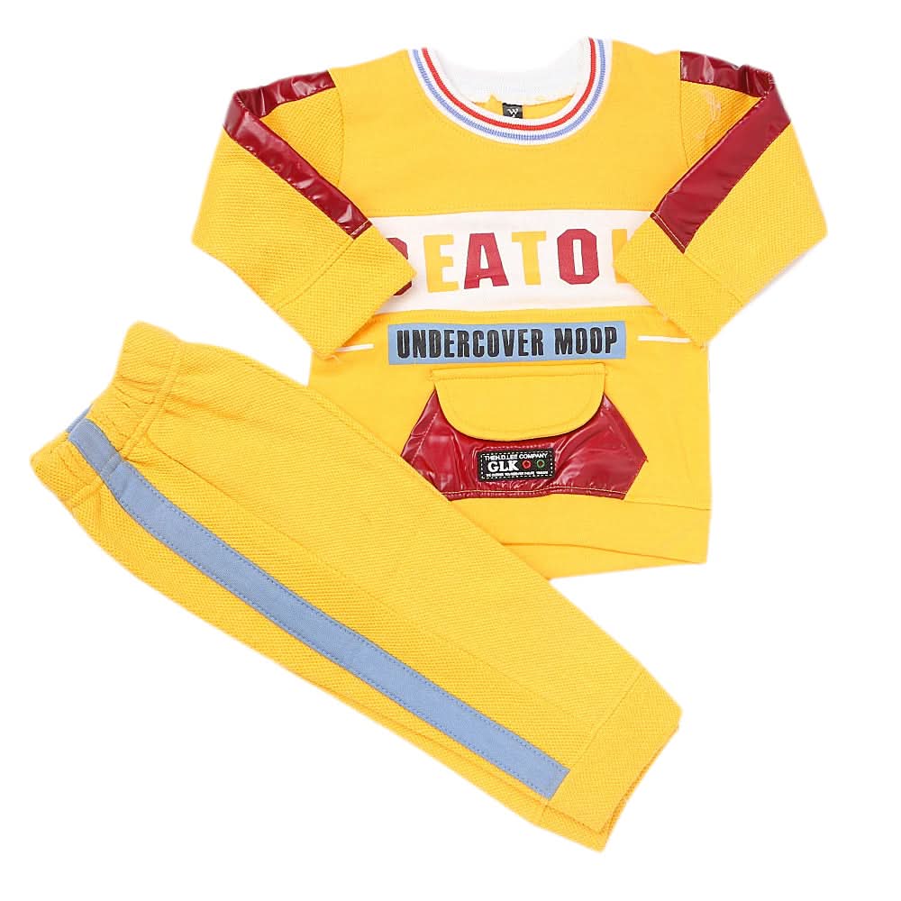 Boys Full Sleeves Fleece Suit 42718 - Yellow, Kids, Boys Sets And Suits, Chase Value, Chase Value