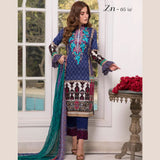 Zobia Noor Embroidered Lawn 3 Piece Un-Stitched Suit - A5, Women, 3Pcs Shalwar Suit, Salam's Textiles, Chase Value