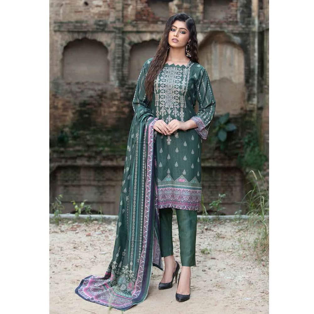 RASHID Mehar Printed Embroidered Karandi unstitched 3pc Suit, Women, 3Pcs Shalwar Suit, Rashid Textiles, Chase Value