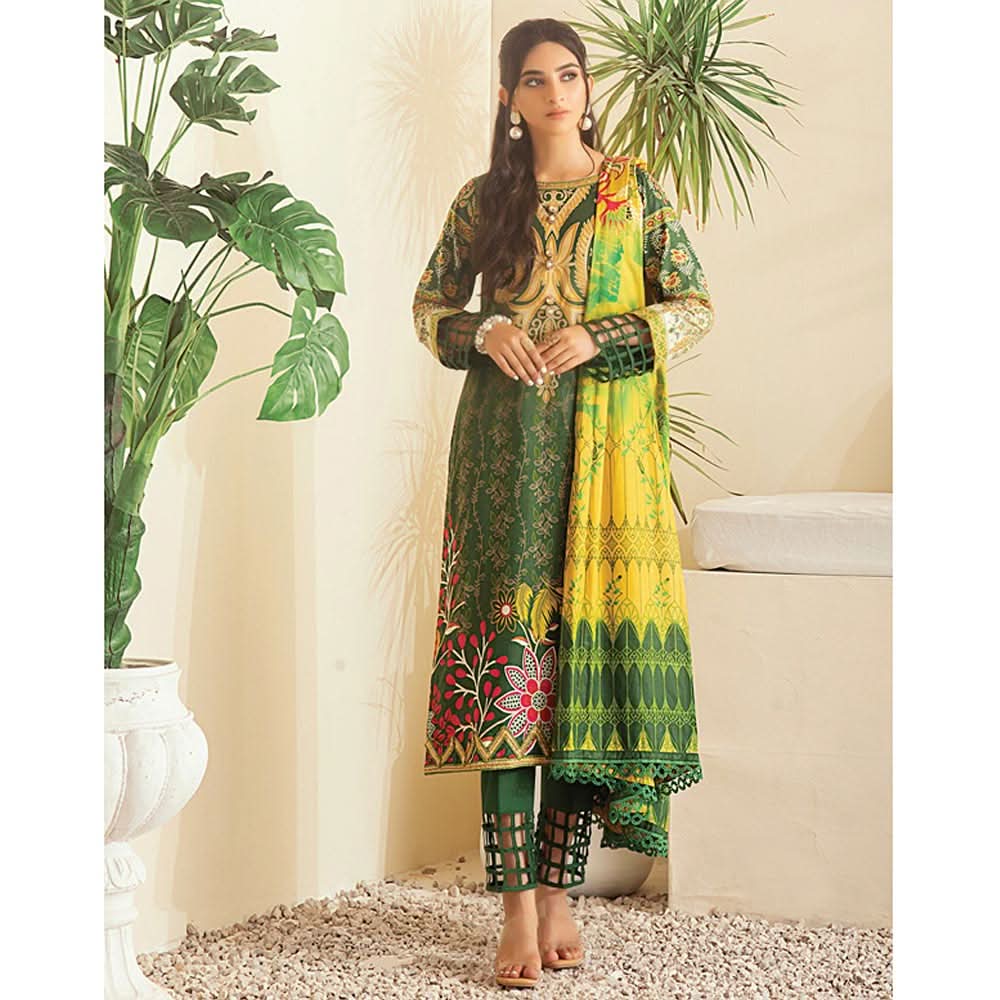 MonSoon Printed Lawn 3 Pcs Un-Stitched Suit Vol 3 - 5-A, Women, 3Pcs Shalwar Suit, Al-Zohaib Textiles, Chase Value