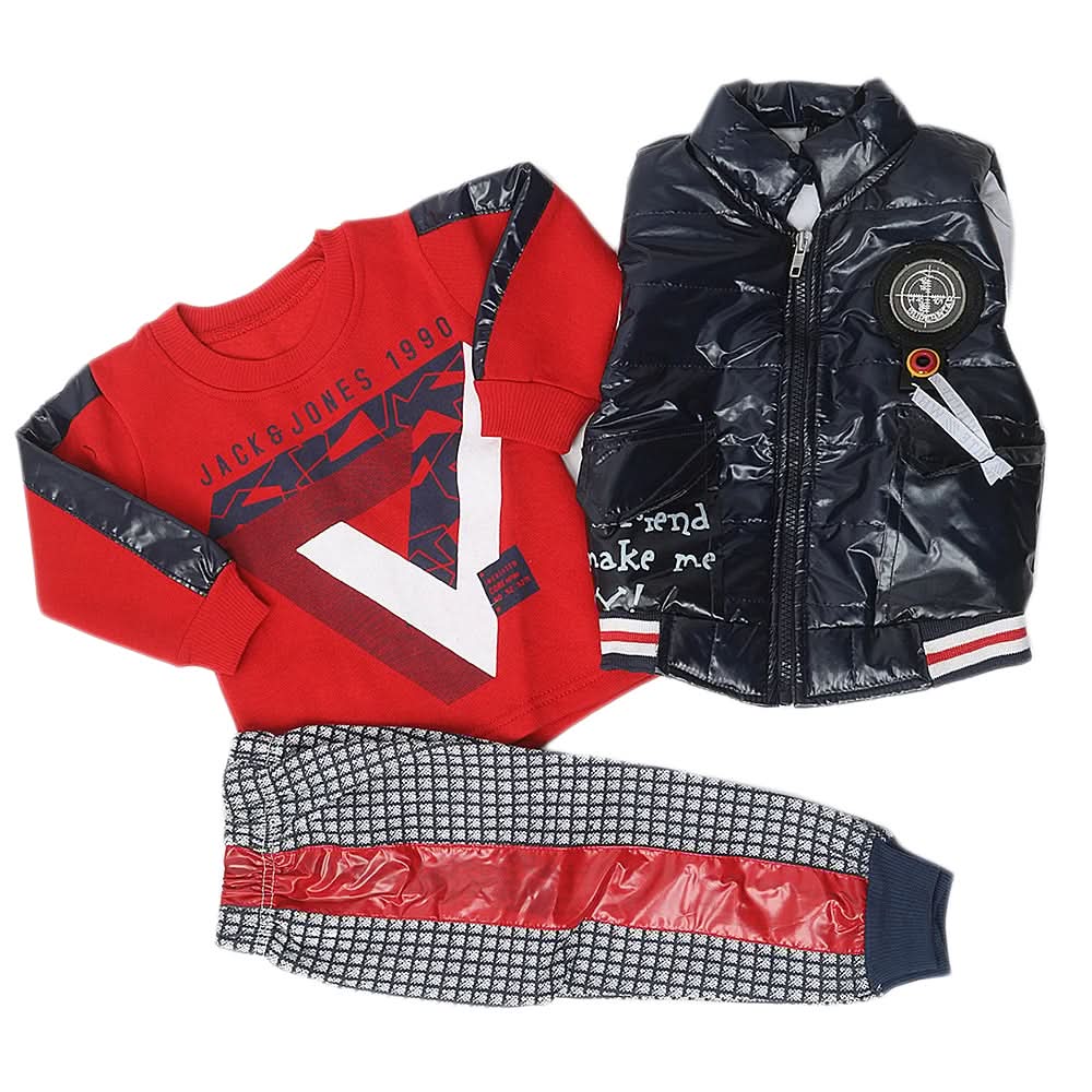 Boys 3 Piece Full Sleeves Suit - Navy Blue, Kids, Boys Sets And Suits, Chase Value, Chase Value