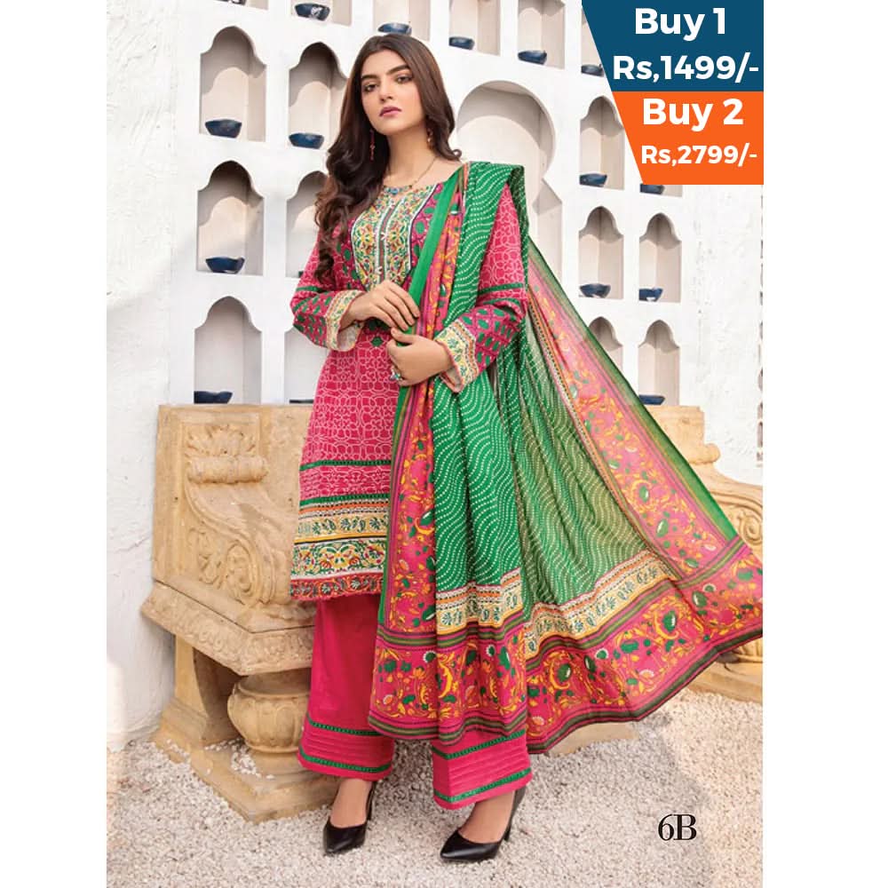 Anum Classic Printed Lawn 3 Pcs Un-Stitched Suit V 5 - 6-B, Women, 3Pcs Shalwar Suit, Al-Zohaib Textiles, Chase Value