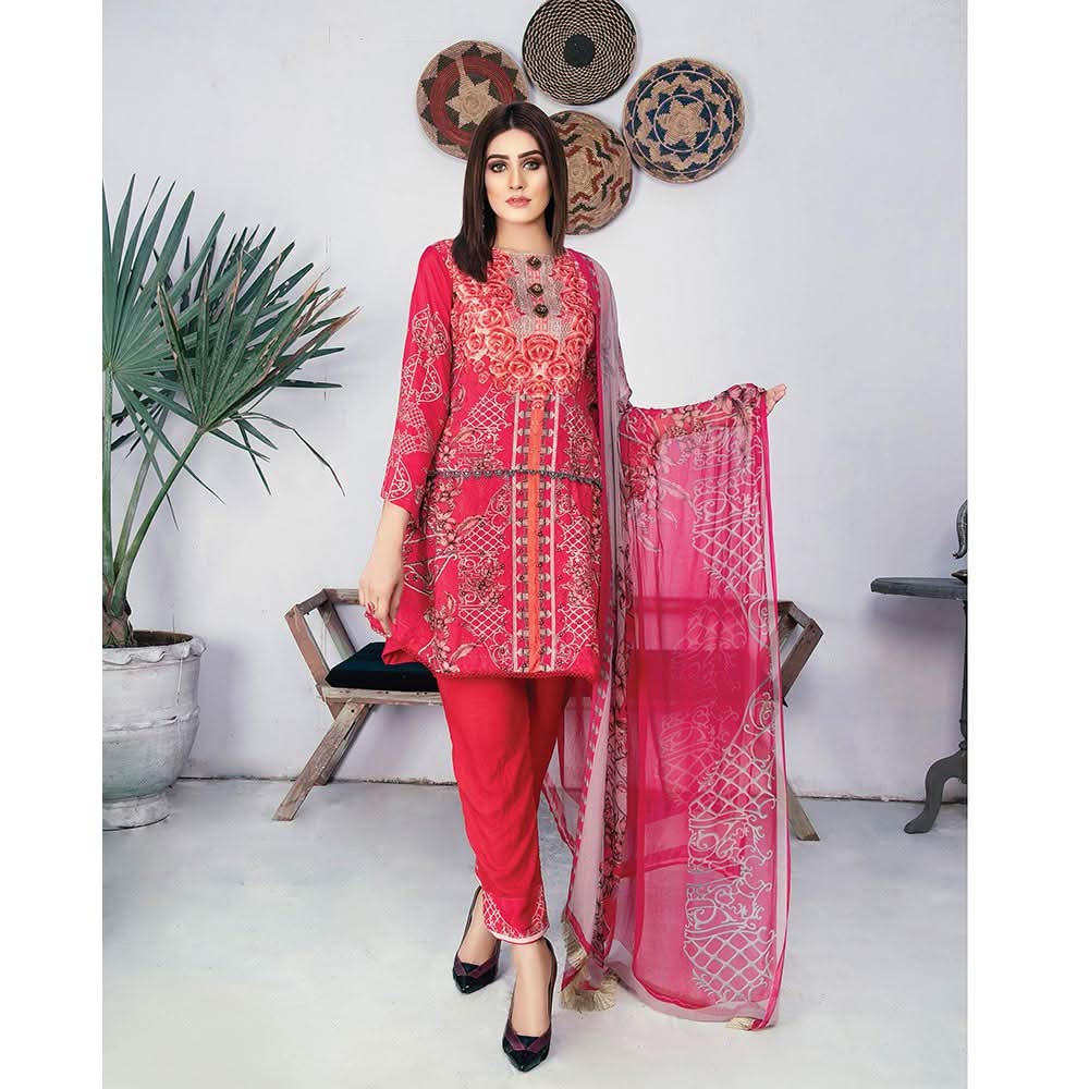 Morja Digital Printed Viscose with Chikan Kari 3 Pcs Un-Stitched Suit - 06, Women, 3Pcs Shalwar Suit, UK Fashion, Chase Value