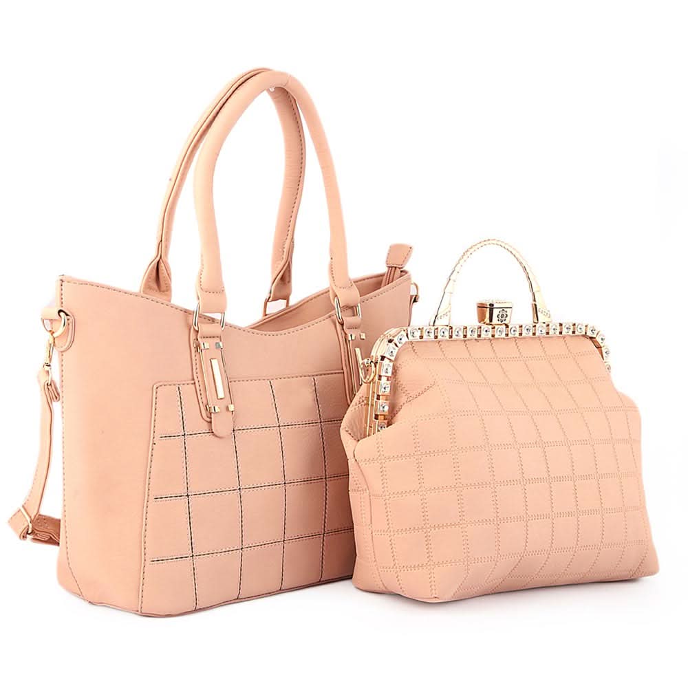 Women's Handbag 2 Pcs (6015) - Pink, Women, Bags, Chase Value, Chase Value