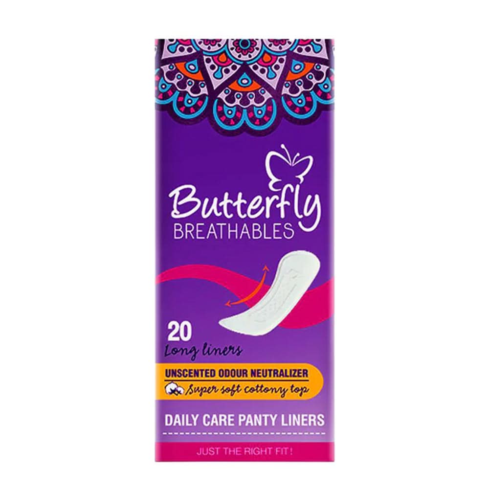 Butterfly Breathable Panty Liners Long 20pcs, Sanitory Napkins, Butterfly, Chase Value