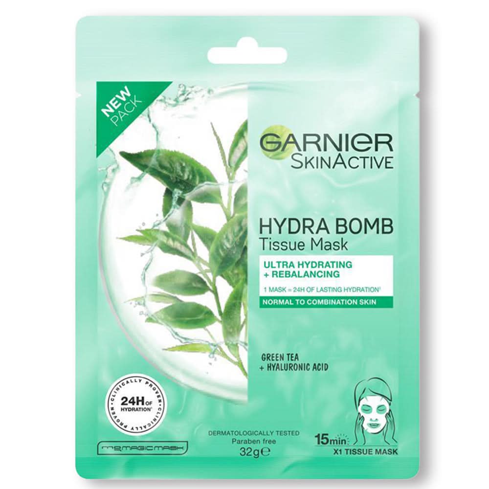 Garnier Hydrabomb Tissue Green Tea Face , BEAUTY & PERSONAL CARE, MASKS, Garnier, Chase Value
