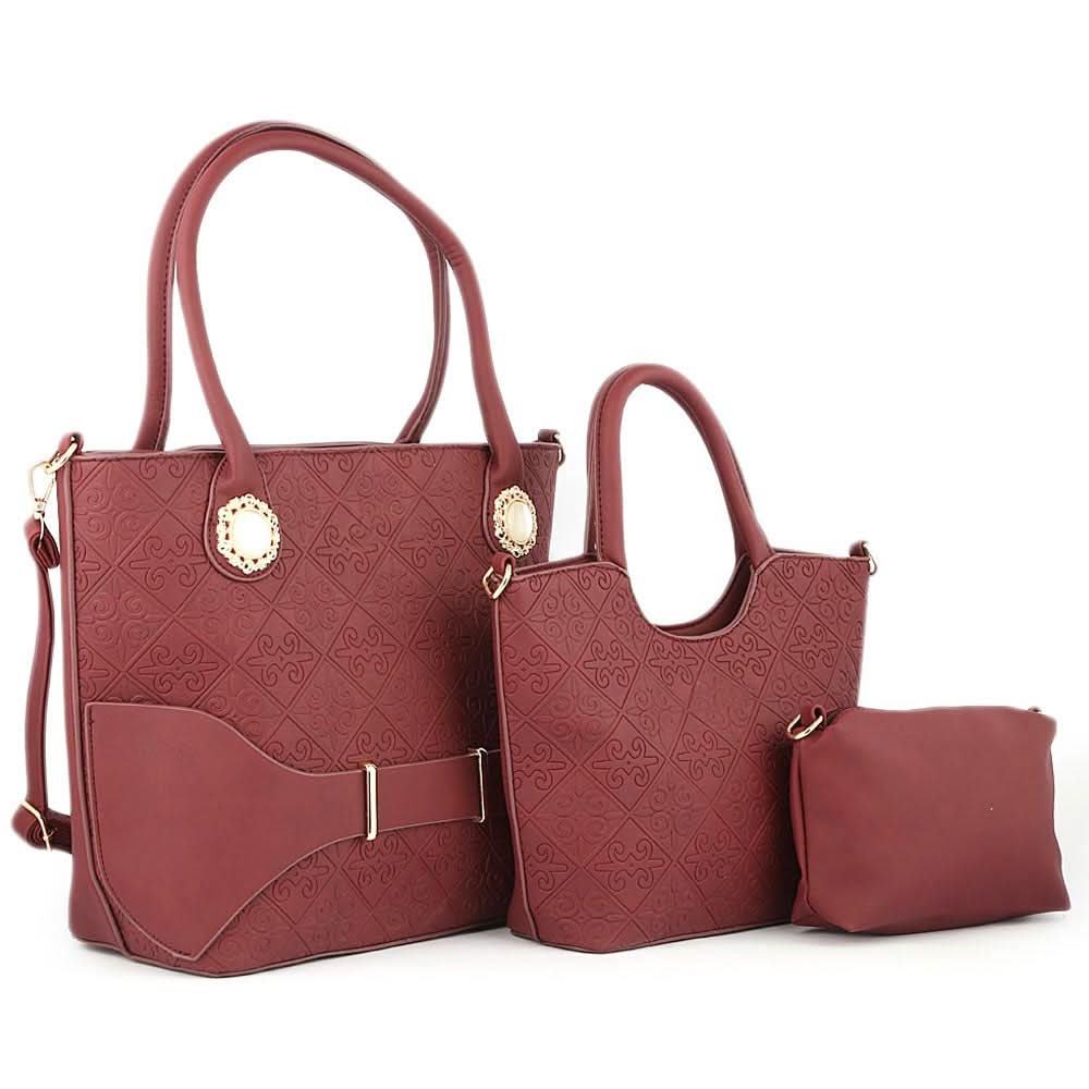 Women's Handbag 3 Pcs (7711) - Red, Women, Bags, Chase Value, Chase Value