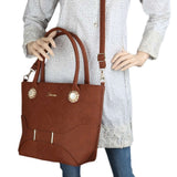 Women's Handbag 3 Pcs (7711) - Brown, Women, Bags, Chase Value, Chase Value