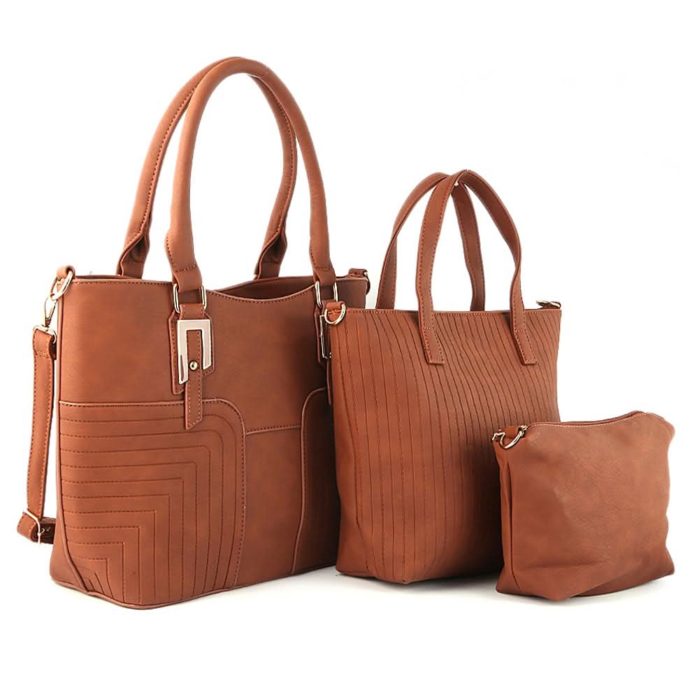 Women's Handbag 3 Pcs (785) - Brown, Women, Bags, Chase Value, Chase Value