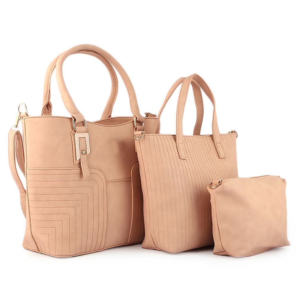 Women's Handbag 3 Pcs (785) - Pink, Women, Bags, Chase Value, Chase Value