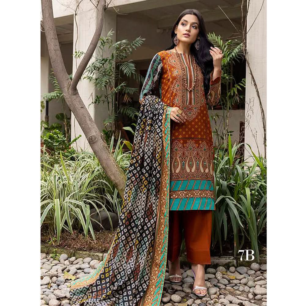 Anum Printed Lawn Unstitiched 3Pcs Suit V1 - B-7, Women, 3Pcs Shalwar Suit, Al-Zohaib Textiles, Chase Value