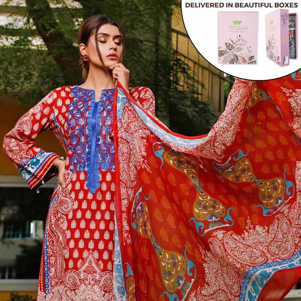 Zobia Noor Embroidered Lawn 3 Piece Un-Stitched Suit - ZN-06A, Women, 3Pcs Shalwar Suit, Salam's Textiles, Chase Value