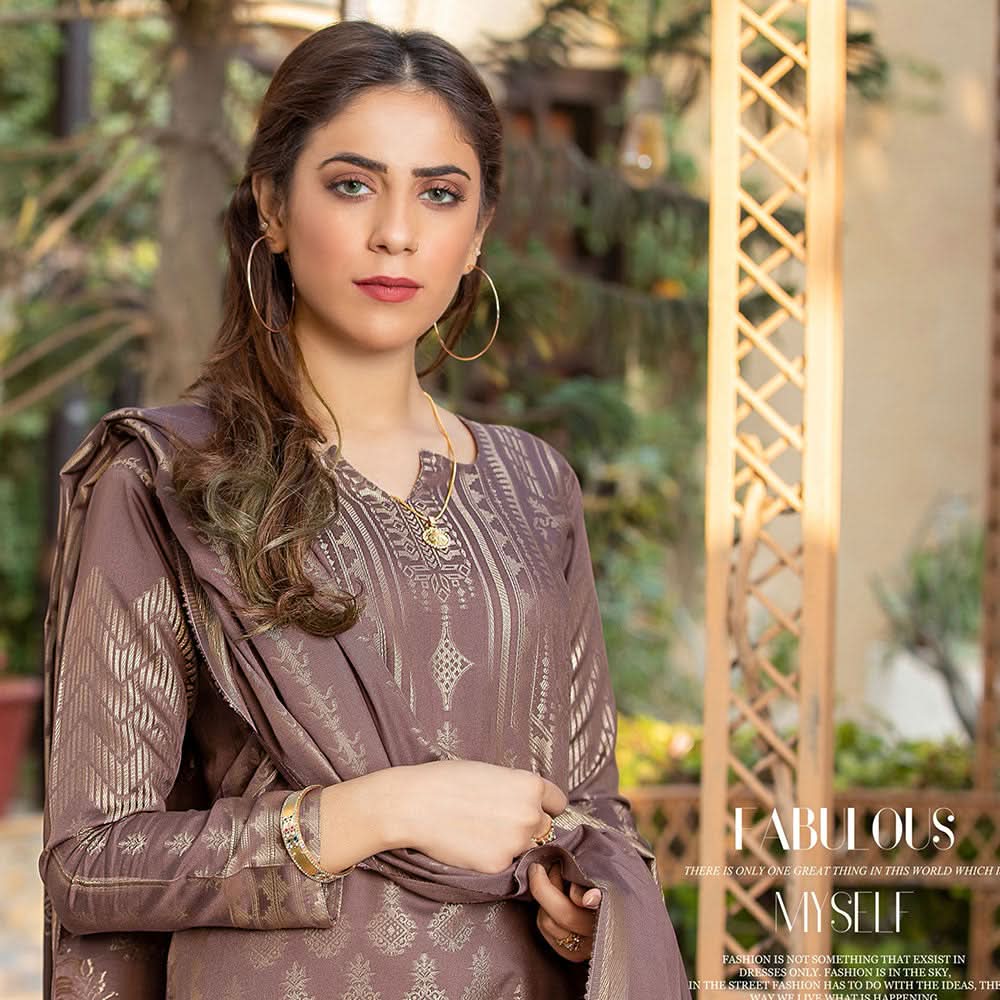 RA PEACH Jacquard Baroshia unstitched 3pc Suit, Women, 3Pcs Shalwar Suit, Chase Value, Chase Value