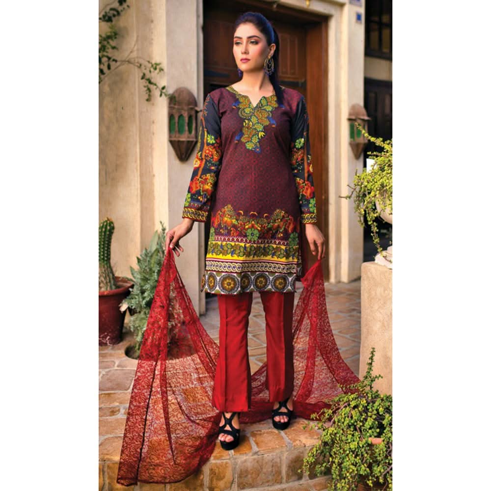 Malai Unstitched 3Pcs Suit - Premium 004, Women, 3Pcs Shalwar Suit, Chase Value, Chase Value