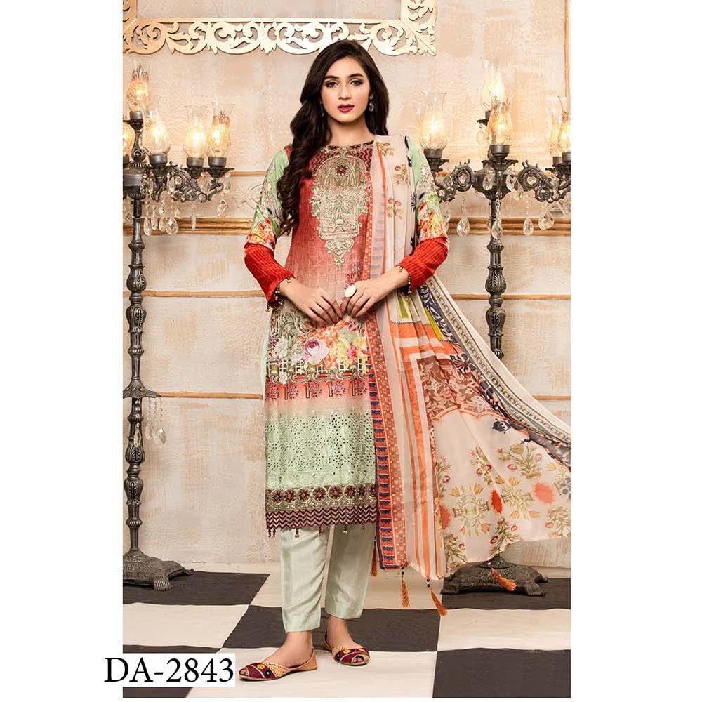 Floriani Viscose ChickenKari Embroidered Unstitched 3Pcs Suit - DA-2843, Women, 3Pcs Shalwar Suit, Rana Arts, Chase Value