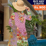 Khadde Printed Lawn 3 Piece Un-Stitched Suit - 10, Women, 3Pcs Shalwar Suit, United Textiles, Chase Value