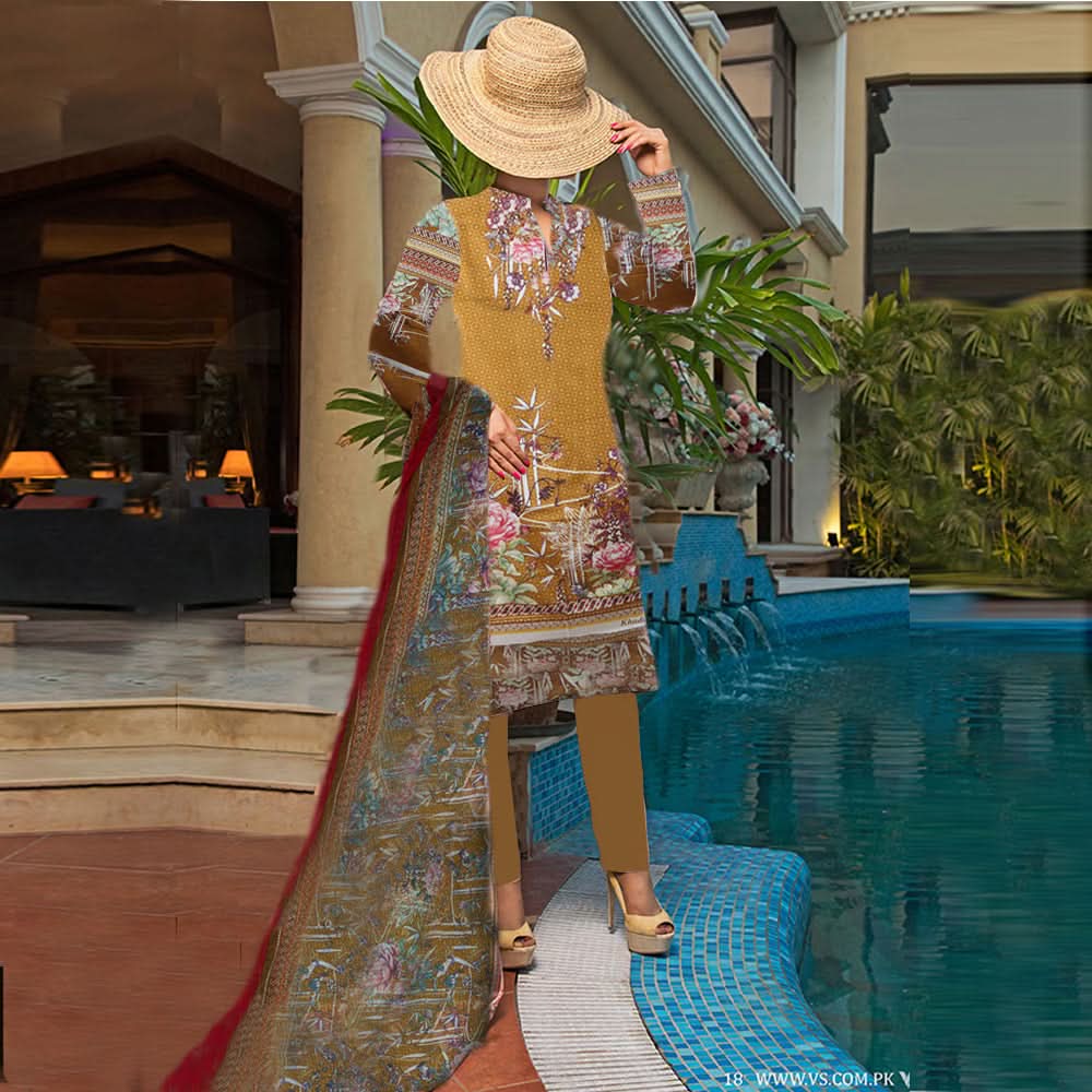 Khadde Printed Lawn 3 Piece Un-Stitched Suit - 19, Women, 3Pcs Shalwar Suit, United Textiles, Chase Value