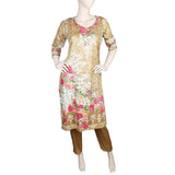 Women's Printed 2 Pcs Stitched Suit - Brown, Women, Shalwar Suits, Chase Value, Chase Value