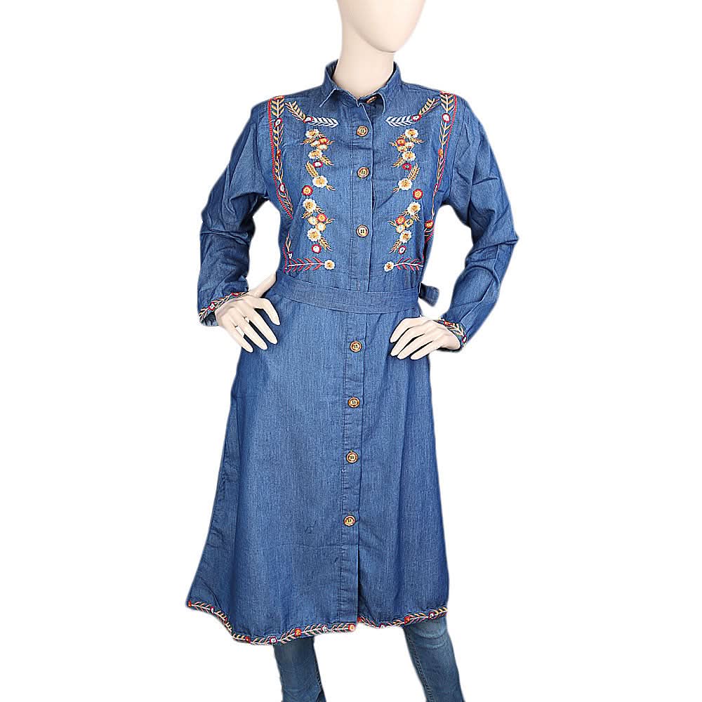 Women's Western Denim Top (Abaya) - Blue, Women, Abayas, Chase Value, Chase Value