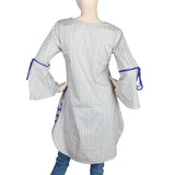 Women's Embroidered Checkered Kurti - Beige, Women, Ready Kurtis, Chase Value, Chase Value