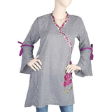 Women's Embroidered Check Kurti - Grey, Women, Ready Kurtis, Chase Value, Chase Value
