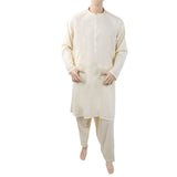 Men's Mashriq Regular Slim Shalwar Suit - Cream, Men, Shalwar Kameez, Chase Value, Chase Value