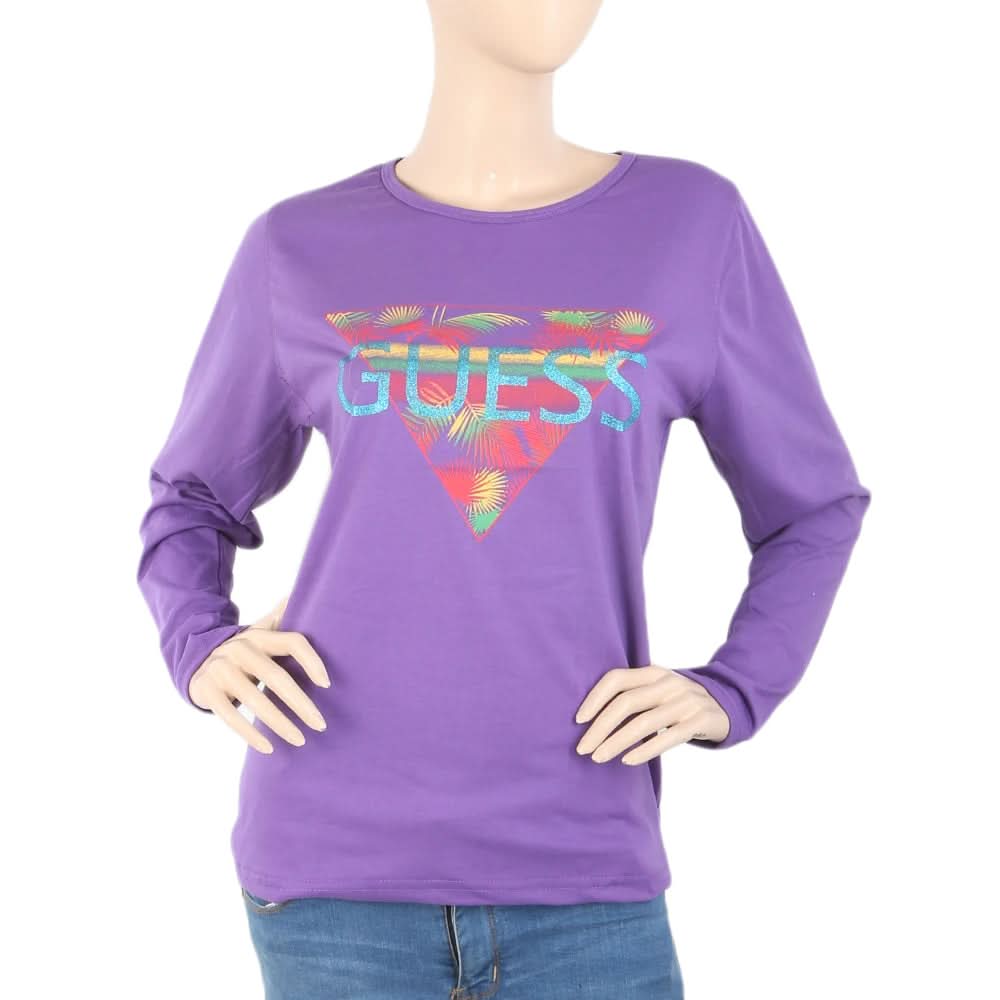 Women's Full Sleeves T-Shirt - Purple, Women, T-Shirts And Tops, Chase Value, Chase Value