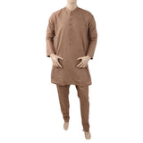 Men's Mashriq Slim Fit Kurta Pajama - Brown, Men, Shalwar Kameez, Chase Value, Chase Value