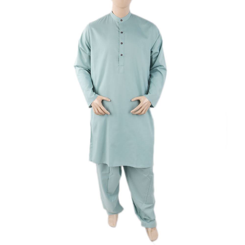 Men's Mashriq Slim Fit Suit - Sea Green, Men, Shalwar Kameez, Chase Value, Chase Value