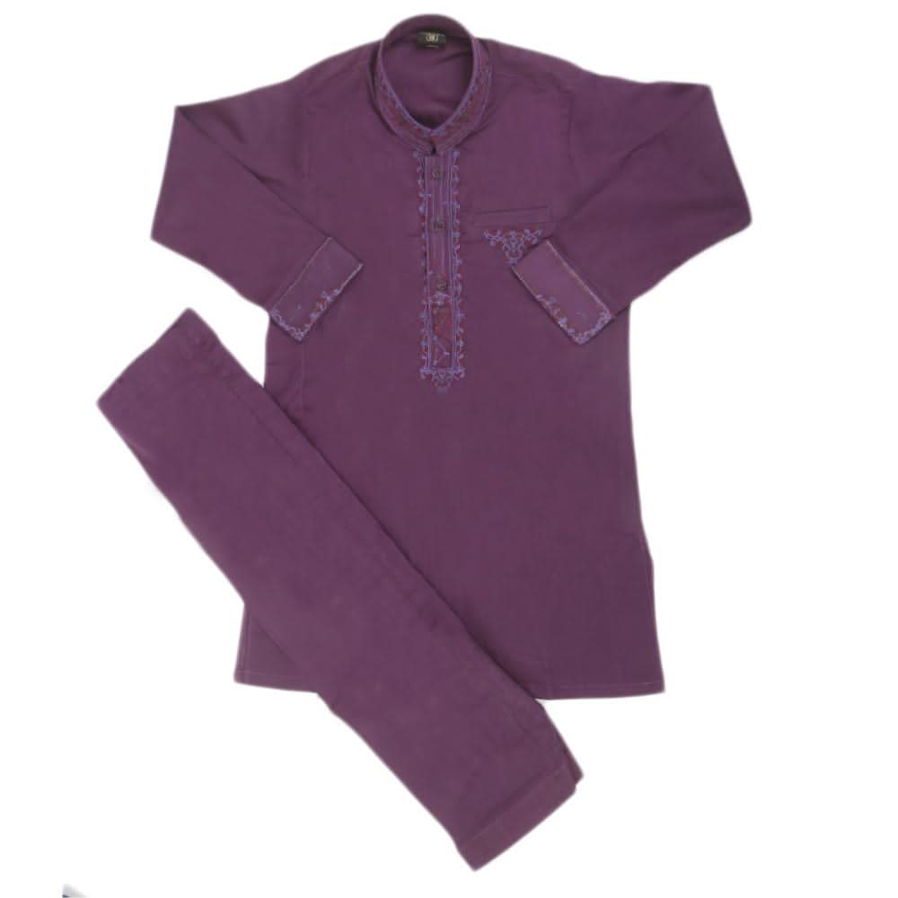 Boys Embroidered Shalwar Suit - Purple, Kids, Boys Shalwar Kameez, Chase Value, Chase Value