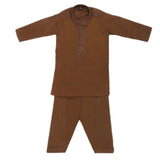 Boys Embroidered Shalwar Suit - Brown, Kids, Boys Shalwar Kameez, Chase Value, Chase Value