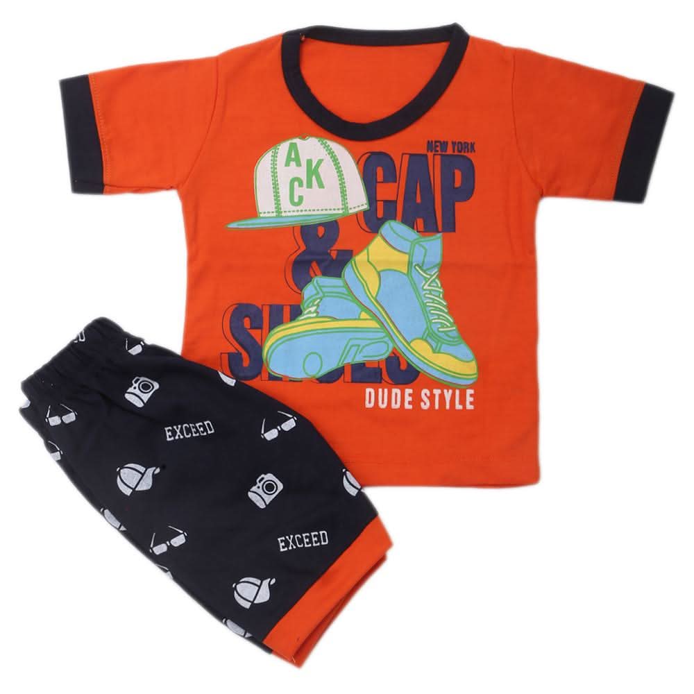Boys Half Sleeves Suits 9076 - Orange, Kids, Boys Sets And Suits, Chase Value, Chase Value