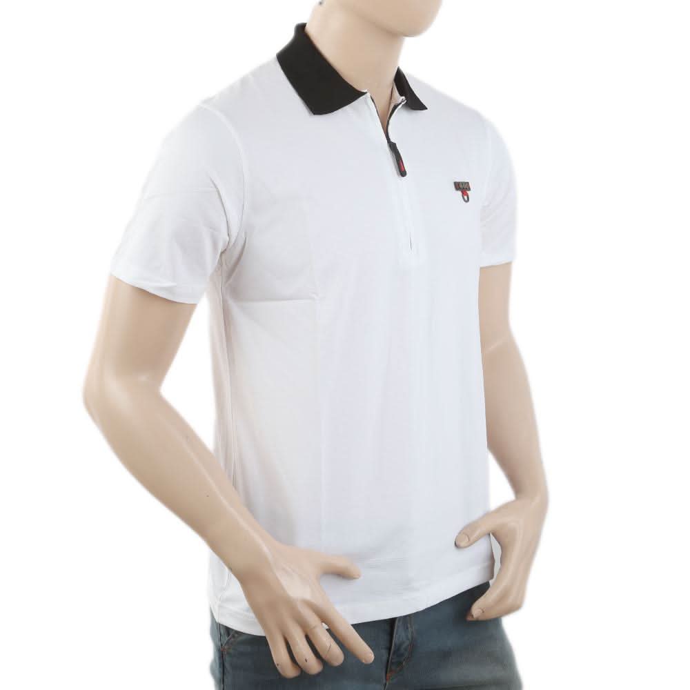 Men's Half Sleeves Fancy Polo T-Shirt - White, Men, T-Shirts And Polos, Chase Value, Chase Value