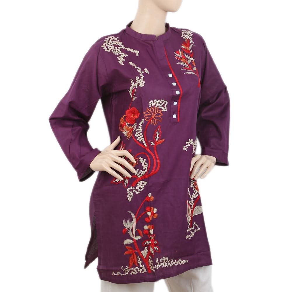 Women's Embroidered Kurti - Purple, Women, Ready Kurtis, Chase Value, Chase Value