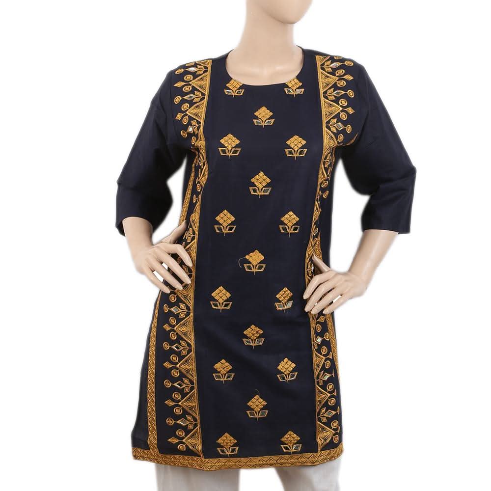 Women's Embroidered Kurti - Navy Blue, Women, Ready Kurtis, Chase Value, Chase Value