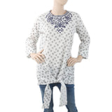 Women's Embroidered Stripe Top With Cut Daman - White, Women, T-Shirts And Tops, Chase Value, Chase Value