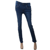 Women's Denim Pant With Pearl - Light Blue, Women, Pants & Tights, Chase Value, Chase Value