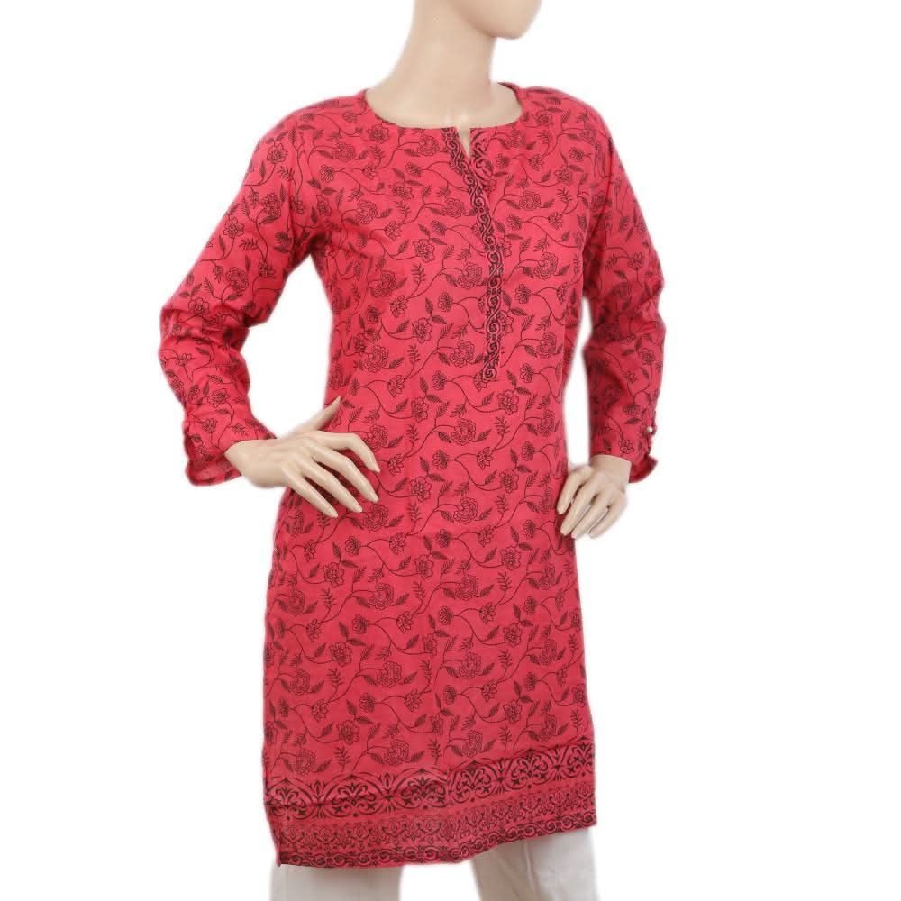 Women's Printed Kurti -L - Pink, Women, Ready Kurtis, Chase Value, Chase Value