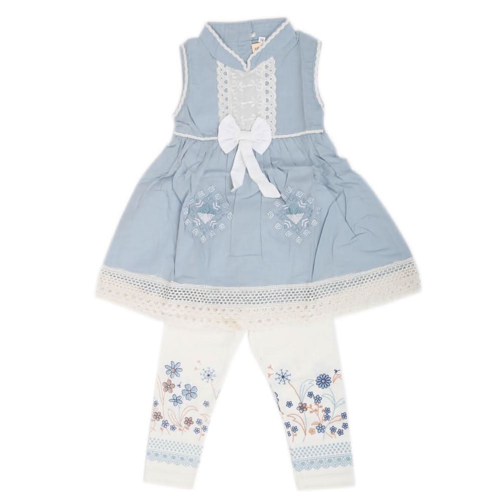 Girls Half Sleeves Suit 6773 - Blue, Kids, Girls Sets And Suits, Chase Value, Chase Value