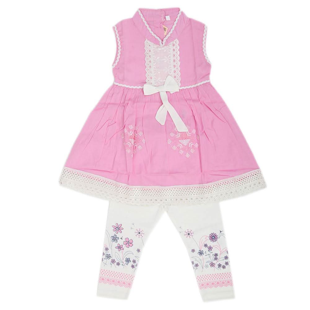 Girls Half Sleeves Suit 6773 - Pink, Kids, Girls Sets And Suits, Chase Value, Chase Value