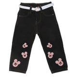 Girls Applique Denim Pant 535 - Black, Kids, Girls Pants And Capri, Chase Value, Chase Value