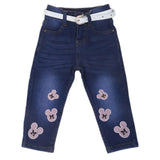 Girls Applique Denim Pant 535 - Dark Blue, Kids, Girls Pants And Capri, Chase Value, Chase Value