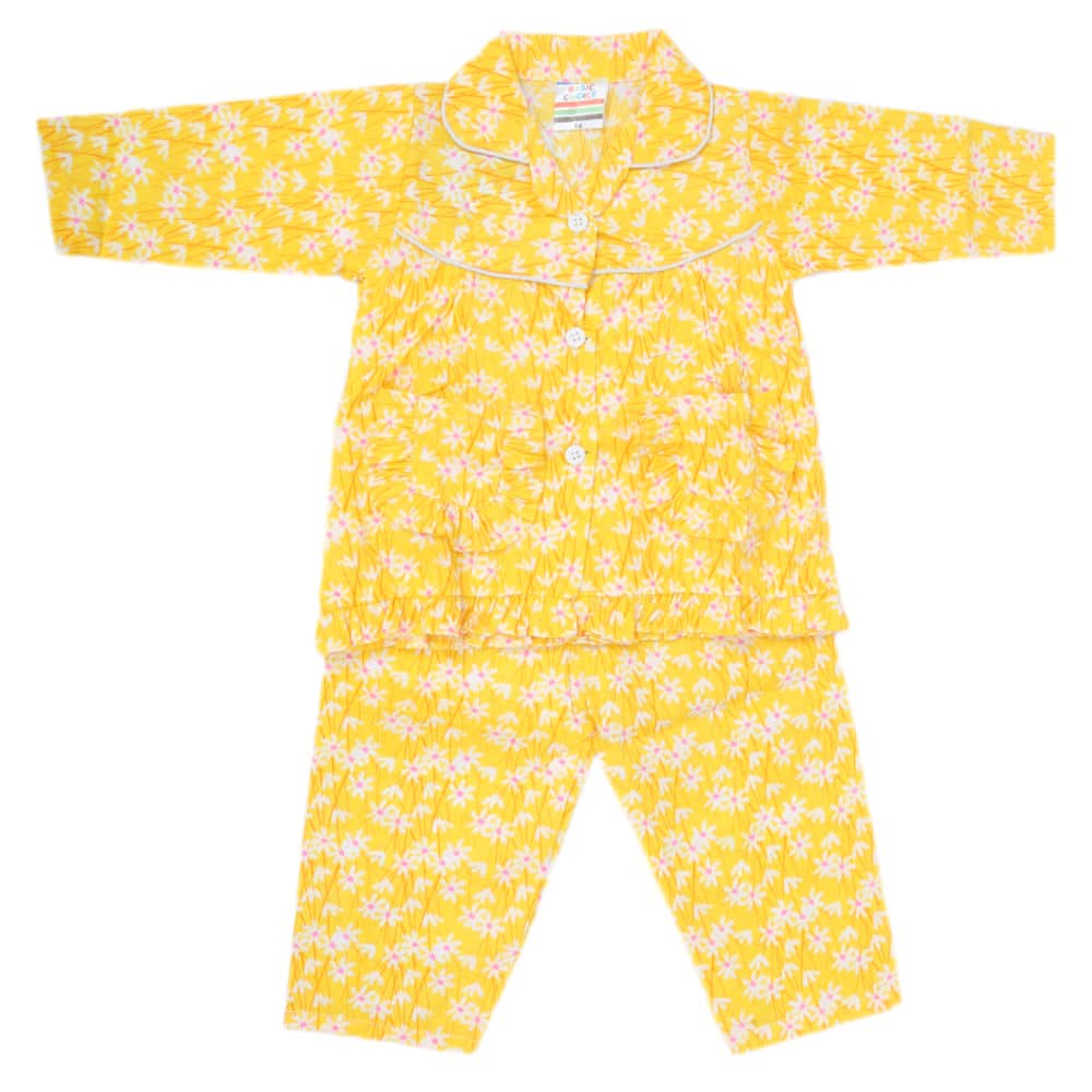 Girls Full Sleeves Night Suit - Yellow, Kids, Girls Sets And Suits, Chase Value, Chase Value