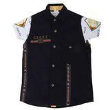 Boys Casual 2 Pcs Half Sleeves Shirt I40 - Black, Kids, Boys Shirts, Chase Value, Chase Value